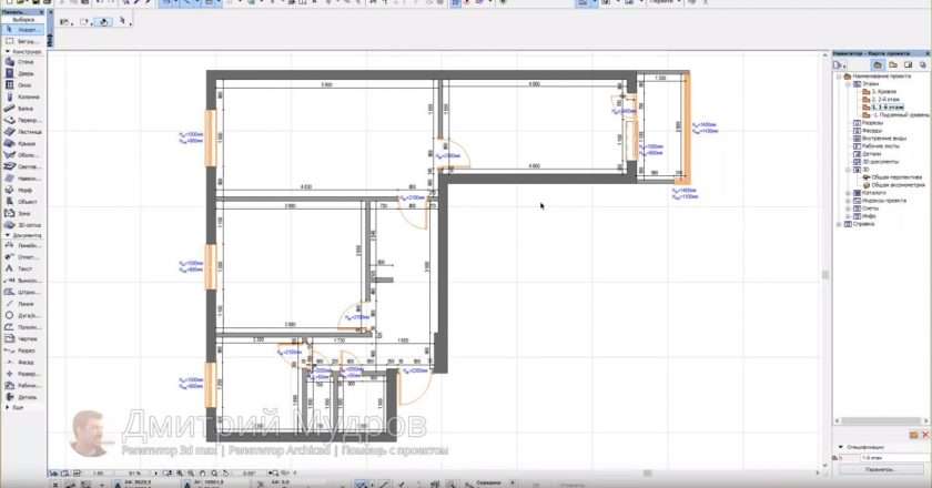 Разметка окон и дверей на чертеже в SketchUp и ArchiCAD
